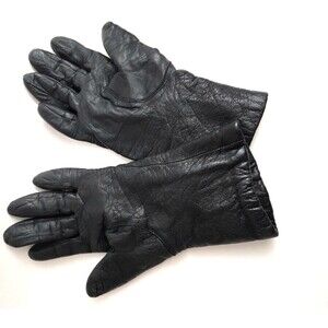 Vintage Size Medium Black Leather Women's Gloves Made in Korea